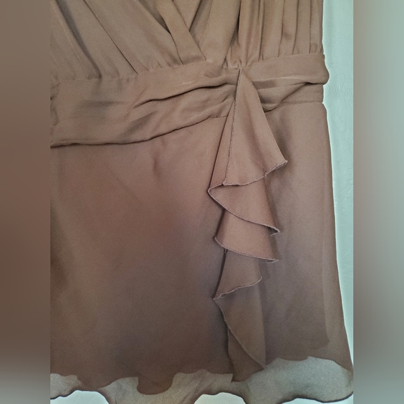 Cato Brown Sleeveless Surplice Blouse Top with Ruffle Size 22/24 W - Picture 5 of 11